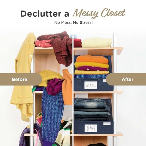 Open Front Trapezoid Closet Bins, Closet Storage Organizer for Shelves - color: Navy Blue