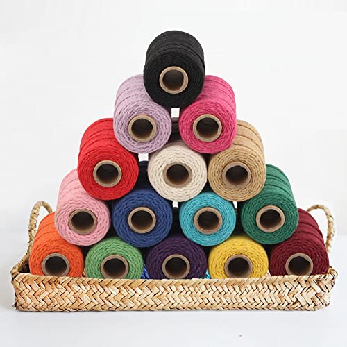 (109 Yards/1.5mm/35 Colors Optional) 109 DIY Macrame Cord Craft Macramé Cotton Baker Twine Craft Making Knitting String Rope DIY Wedding Decor Supply Christmas Wrapping(Coffee) - color: Coffee