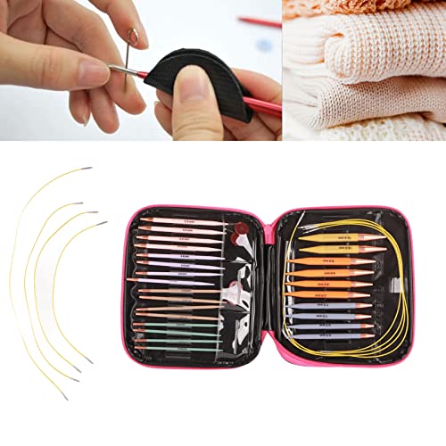 Circular Knitting Needle, 13 Pairs Interchangeable Yarn Knit Needles Crochet Hook Set DIY Craft Art Accessories with Storage Case for Women Beginner Experienced Crochet Hook Lovers