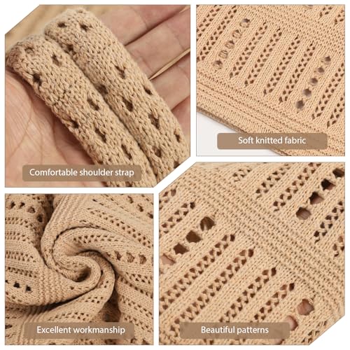 WantGor Crochet Bags, Beach Mesh Tote Bag Womens Shoulder Shopping Handbag | Casual Travel Totes Bag Foldable Hobo Bags - color: Brownish Yellow