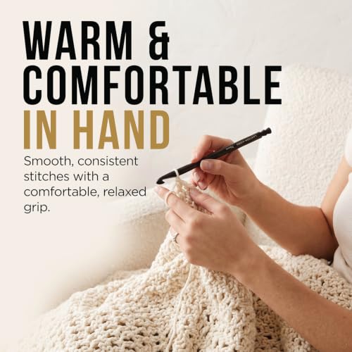 Lantern Moon Ebony Wood Single Ended Crochet Hook | US Size I (5.5mm) - size: US I (5.5mm)