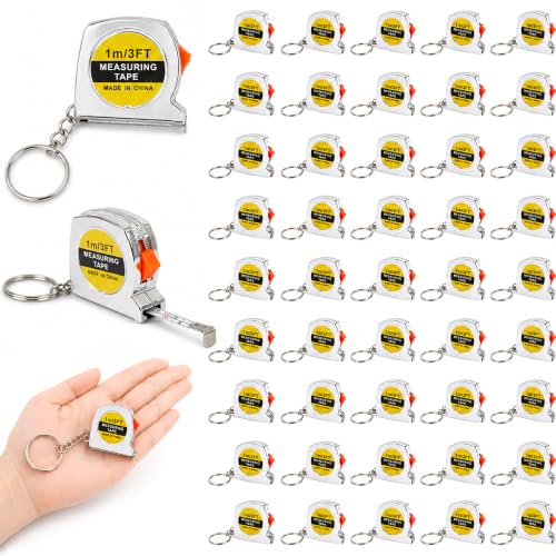 60 Pcs Mini Tape Measure Keychain, 1m 3ft Retractable Measuring Tape with Slide Lock and Key Ring, Pocket Tape Measure for DIY Projects Office Home Event Supplies - color: 60