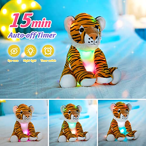 11" Stuffed Animal Plush Reversible Glitter Sequins Children | Day Holiday Christmas Birthday Gifts Girls And Boys Toddlers White Beautiful Decorative Festive - color: Tiger