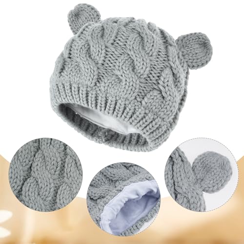 Baby Winter Hat Mittens Set Knitted Beanie Gloves for Baby Girls Boys Newborn Infant Toddler Autumn Winter - color: Gray