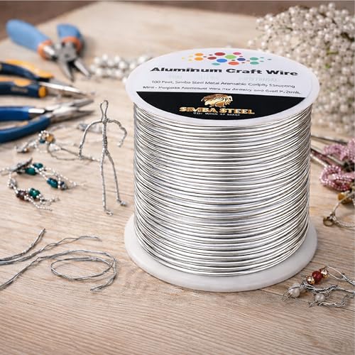 18 Gauge Aluminum Wire 540 Ft (Silver, 1mm), Metal Armature Wire for Sculpting, Aluminum Craft Material, Jewelry Making, Bendable for Crafts, Beading & Floral Design by Simba Steel - style: 18 Gauge x 540 FT