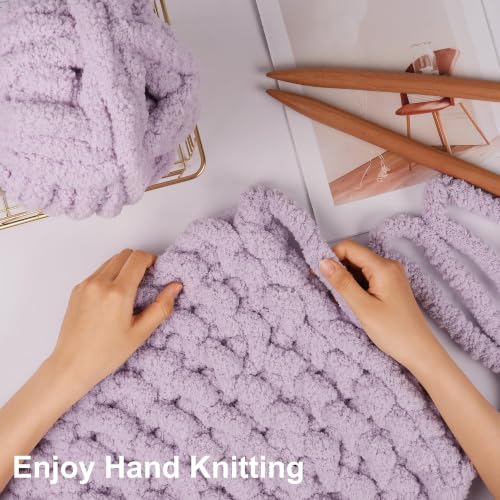 Chunky Yarn for Hand Knitting, #10 Chunky Blanket Chenille Yarn, Large Bulky Thick Jumbo Yarn, Super Chunky Knit Yarn for Crocheting, 8 Skein(8 oz 22 yds Each Skein), Lavender Fog - color: Lavender Fog