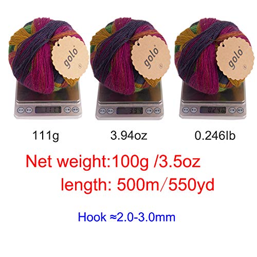 golo Wool Yarn for Hand Knitting Self-Striping Variegated Wool Yarn 6003 - color: 6003, size: 1 pcs