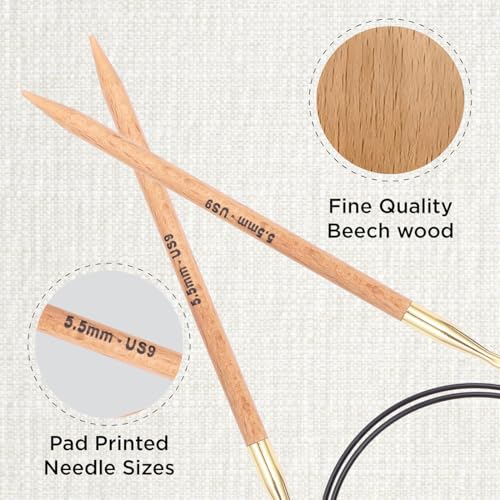 KnitPro Basix Beech Fixed Circular Needles 47" (120cm) | US Size 9 (5.5mm) - size: US 9 (5.5mm)