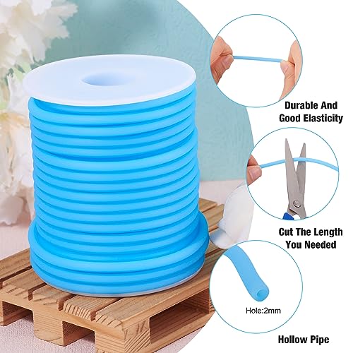 Beadthoven 4mm Hollow Pipe Rubber Tube Cords, 16Yards Barber Cord for Knitting Stitch Holder, Tubing Rubber Cord with Spool for Bracelet Jewelry Making DIY Crafts 2mm Hole - Deep Sky Blue - color: Deep Sky Blue, size: 4mm