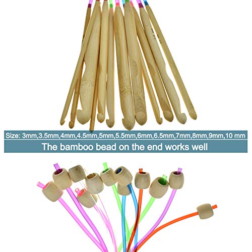 Coopay Complete Tunisian Crochet Hooks Set, Knitting & Crochet Supplies | 11Pcs 2.0-8.0mm Metal Long Crochet Hooks and 12Pcs 3.0-10.0mm Carbonized Bamboo Afghan Crochet Needles with Cable(All-in-One) - color: Tunisian Mixed Set With Accessories