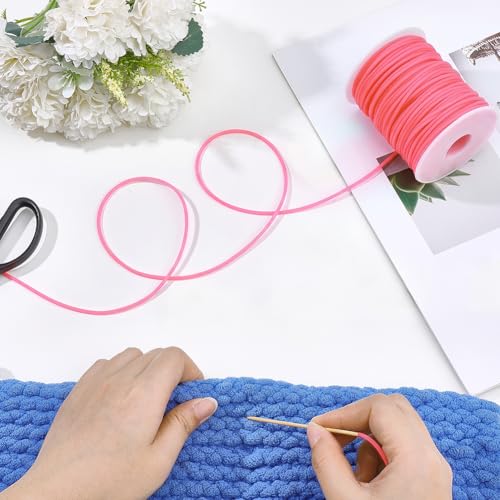 CRASPIRE 54.68 Yards 2mm Hollow Pipe Rubber Tube Cords Barber Cord for Knitting Stitch Holder Tubing Keeper 1mm Hole Rubber Cord with Spool Hotpink for Bracelet Jewelry Making DIY Crafts Bead Creation - color: Hotpink