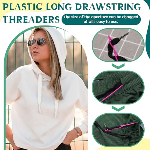 Fedmut Drawstring Threader Tool Set with Loop Turner, Bodkin Sewing Tool | Elastic Bodkin, Loop Turner Tweezers, Quick & Easy Rethreading Tools for Hoodies, Sweatpants, Sewing, and Crafts - color: Set B