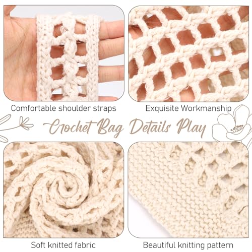 EIMMBD Crochet Bags for Women Beach Totes Bags Aesthetic Summer Tote Shoulder Hippie Bag Knit Bag - color: Standard Beige-b