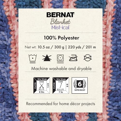 Bernat Blanket Mist-ical Crochet Soft Chenille Yarn, Phlox, 2-Pack | #6 Super Bulky Yarn, 100% Polyester, Soft Crochet Yarn for Blankets, Sweaters & Amigurumi, 220yds, 300g/10.5oz per skein - color: Phlox