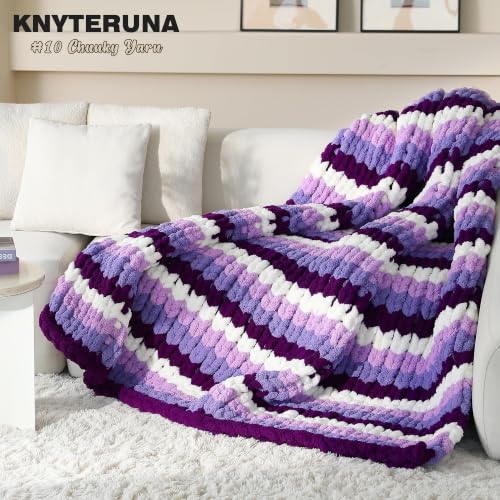Chunky Yarn for Hand Knitting, #10 Chunky Blanket Chenille Yarn, Large Bulky Thick Jumbo Yarn, Super Chunky Knit Yarn for Crocheting, 8 Skein(8 oz 22 yds Each Skein), Lavender Fog - color: Lavender Fog