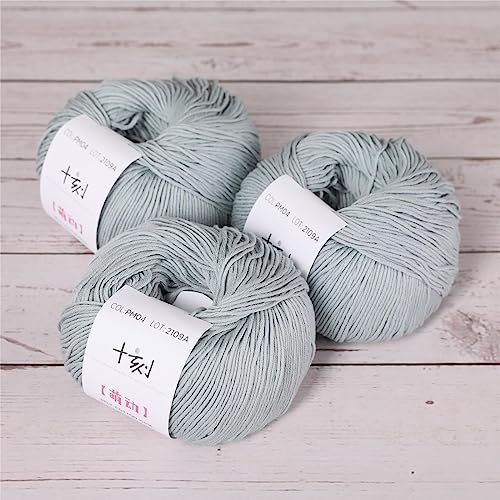 Fine Weight Knitted and Crocheted Cotton Yarn, 100% Long Staple Cotton Yarn, Baby Sports, 2 Packages of 100g/3.52oz (Per Skein 50g/162yards) - Waterfall Blue - color: PM04-Waterfall Blue