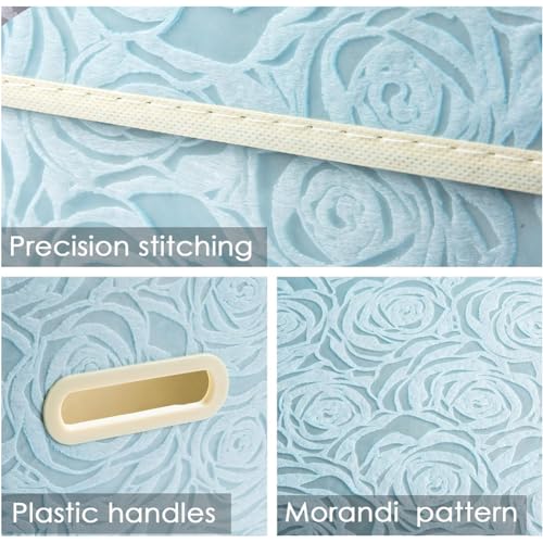 PRANDOM Collapsible Storage Cubes with Lids Fabric Decorative Storage Bins Boxes Organizer Containers Baskets with Cover Handles for Bedroom Closet Living Room 14.9x9.8x9.8 Inch 3 Pack - color: Blue, size: Medium(1-Pack)