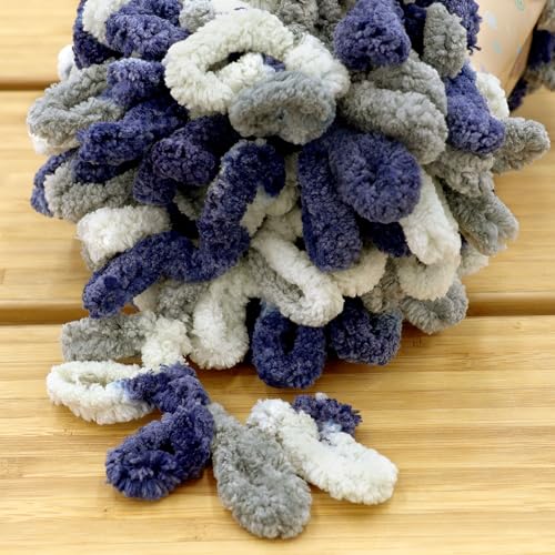 JubileeYarn Fun Finger Loops Yarn - Jumbo Polyester - 100g/Skein - Multicolor Navy Grey - 6 Skeins - color: 023 Multicolor Navy Grey