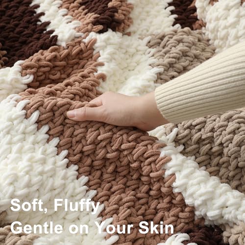 #6 Super Bulky Blanket Yarn for Crocheting - 4 Skeins(Each 10.5oz/300g, 220yds/201m), Chunky Chenille Thick Plush Big Soft Yarn for Crocheting Knitting Blankets, Sand - color: Sand