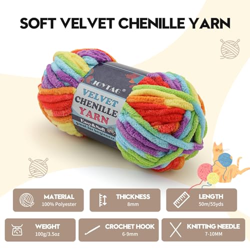 2 Pack Chunky Chenille Yarn for Crocheting and Knitting Beginners,Thick Bulky Plush Fluffy Velvet Soft Baby Blanket Crochet Chenille Yarn for Crocheting Blankets/Amigurumi/DIY Crafts(Golden Yellow - color: Golden Yellow