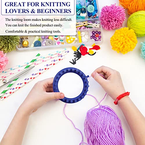 Aeelike Round Knitting Loom for Hat Socks DIY Crafts, 5.5inch | Round Knitting Loom Kit with Removable Pegs, Beginners Knitting Kit for Hats Socks Scarves DIY Crafts, Idel Gift - color: Blue-5.5inch, size: 1pcs