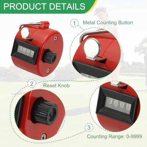 Pitch Counter Clicker, Number Clicker for Counting Mechanical Hand Tally Counter for Golf - Fishing - Coaching - color: Red