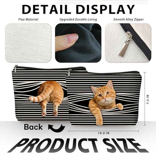Funny Orange Cat Makeup Bag & Travel Pouches for Toiletries, Funny Orange Cat Gifts for Women & Teen Girls, Cats Gifts Lovers for Travel，Kitty Cosmetic Zipper Travel Toiletry Bag - color: 02-Cat(05)-Orange Cat