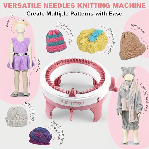 SENTRO Knitting Machine 40 Needles, Double Weave Loom for Hat Scarf Gloves | Tube & Panel Modes, 4 Adjustable Tensions, ABS Plastic, for Beginners Adults Kids, DIY Craft - size: 40 Needles