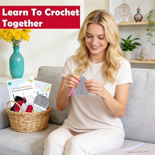 Alvian Mini Monster Crochet Beginner Kit - Amigurumi Demogorgon Keychain Craft Set Complete with Yarn, Tools & Step-by-Step Video Tutorial - color: Gray Genuine Yarn