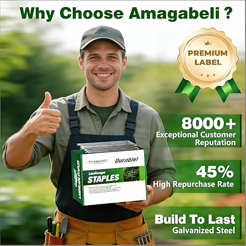AMAGABELI GARDEN & HOME 4 Inch 200 Pack Galvanized Landscape Staples 12 Gauge Anti-Rust Heavy Duty Garden Staples Plant Cover Stakes U-Shaped Sod Pins Ground Fence Stakes for Weed Barrier Fabric - size: 4 Inch