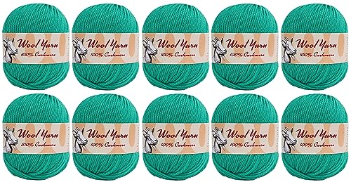 100% Cashmere Wool Yarn (Pack of 10) by Yonkey Monkey 500gr Imported Knitting Crochet (Fruit Green 30) - color: Fruit Green 30