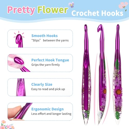 Coopay Crochet Hook, 10mm Ergonomic Crochet Hook with Floral Plastic Grips | Crochet Needles for Crocheting,Stylish and Unique, Ideal for Crocheting Blankets, Dolls, Shawls, Hats, Scarves (N-10.0mm) - size: N-10.0mm