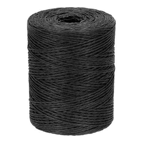 PATIKIL Natural Cotton Raffia Yarn 328 Yard, Crochet Raffia Paper Ribbon for DIY Sun Hat Beach Bag Crochet Yarn Wrapping Knitting, Black | Raffia Paper Ribbon, for DIY Sun Hat Beach Bag Crochet, Yarn Wrapping Knitting - color: Black