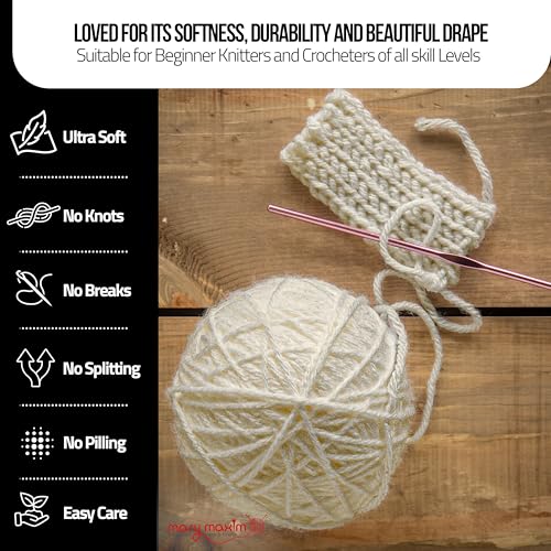 Mary Maxim Starlette, Crochet Yarn, Soft Acrylic Cream Yarn for Afghans, Blankets, Clothing and More, 180 Yards, Cottonwood - 1 Skein - color: Cottonwood