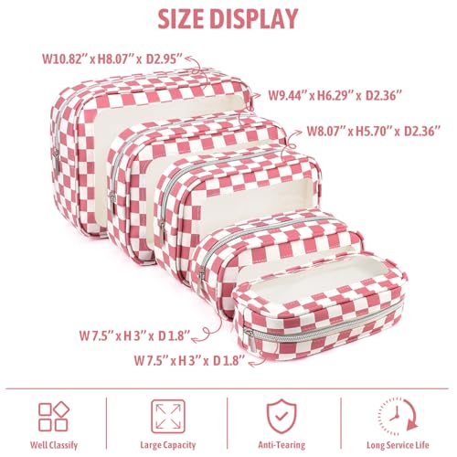 YOPCDJ 5PCS Diaper Bag Organizer Pouch Set, TSA Approved Toiletry Bag, Clear Waterproof TPU Makeup Bag Set Travel Organizer Bags for Women and Kids - color: Rose Red, size: 5pcs