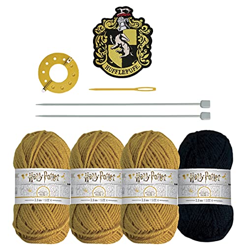Hero Collector Hufflepuff Hogwarts House Beanie Hat Kit | Harry Potter Wizarding World Knitting Kits