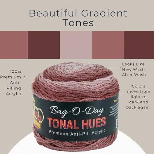 Mary Maxim Bag-O-Day Tonal Hues Ombre Yarn for Crocheting and Knitting, Medium Worsted Weight Anti-Pilling Acrylic Yarn Cake - 280 Yards, 5.3 OZ, Miracle on Earth - color: Miracle on Earth
