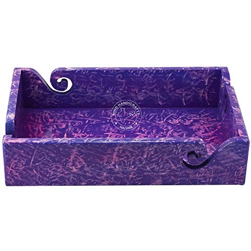 Solid Handmade Crafted Wooden Portable Antique Yarn Storage Bowl Tray - Holder for Knitting Crochet Hook Accessories - Multipurpose Organiser (Rope Texture 1, 12" x 8" x 2.5") - color: Rope Texture 1