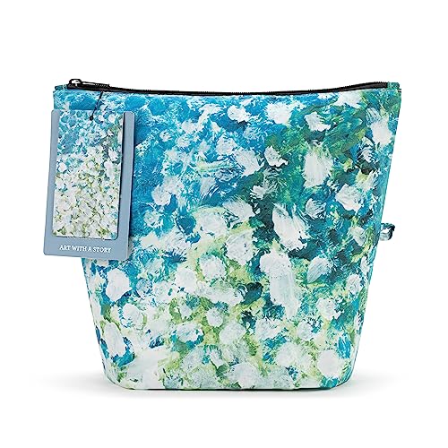 DEMDACO 1008130035 ArtLifting White Flowers Blue, Green, and White Polyester Zippered Organizer Bag Pouch Set of 3