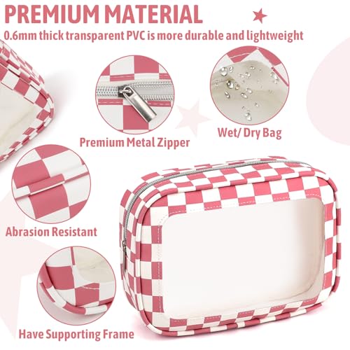 YOPCDJ 5PCS Diaper Bag Organizer Pouch Set, TSA Approved Toiletry Bag, Clear Waterproof TPU Makeup Bag Set Travel Organizer Bags for Women and Kids - color: Rose Red, size: 5pcs