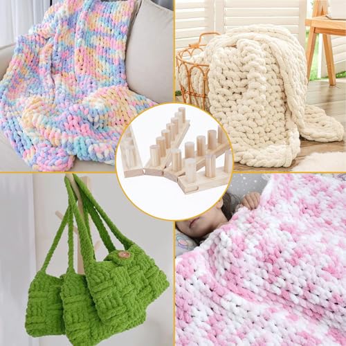 55'' Chunky Yarn Blanket Loom for Knitting Thick Yarn Projetcs: Adjustable Size Hand Knitting Kit, Easy Operation for Cozy Handmade Blankets, Ideal for DIY Beginners - size: 55''