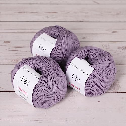 Fine Weight Knitted and Crocheted Cotton Yarn, 100% Long Staple Cotton Yarn, Baby Sports, 2 Packages of 100g/3.52oz (Per Skein 50g/162yards)-Twilight Purple - color: PM19-Twilight Purple