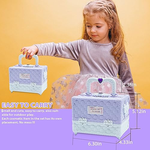 Kids Makeup Sets for Girls - 52 PCS Safe and Washable Makeup for Kids, Real Toddler Makeup Kit with Cosmetic Case, Girls Toys Age 4-12, Princess Toys Birthday Gift(Light Purple) - style: Makeup-Palette-L-Light Purple