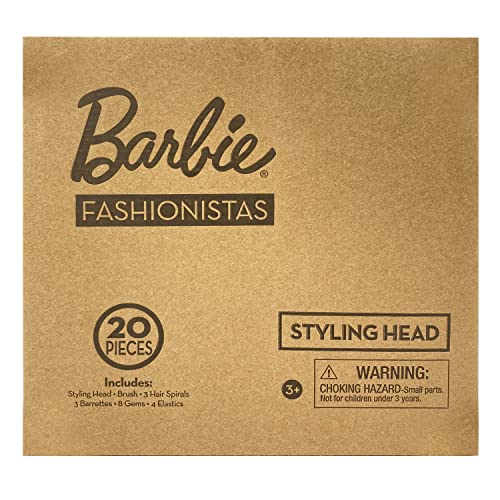 Barbie Fashionistas 8-Inch Styling Head, Blonde, 20 Pieces Include Hair Styling Accessories, Kids Toys for Ages 3 Up by Just Play