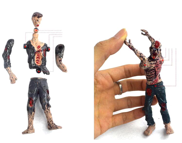 PowerTRC Toy Zombie Action Figures with Movable and Detachable Joints | Mini Zombie Figurines | Great for Presents, Decoration, and Party Favors | Pack of 6, 4 Inches Tall Zombies (12 Pcs) - style: #2 Set of 2