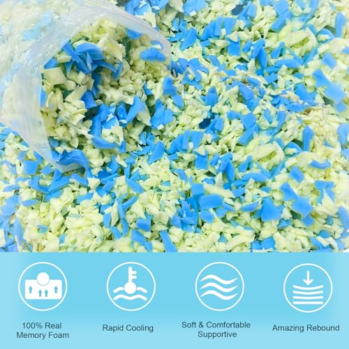 45LBS Bean Bag Filler – Shredded Memory Foam Refill | with Cooling Gel, Soft & High Resilience Foam Filling for Bean Bag Chair, Couch Cushion, Pillow, Dog Bed & DIY Crafts - color: Blue and Yellow, size: 45 LBS