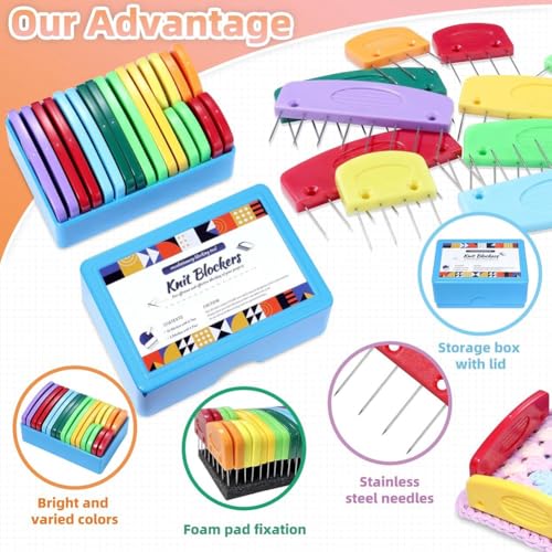 20 Pcs Knit Blocker Pins Combs, Color Knit Blockers Combs for Blocking, Rainbow Knitting Blockers Pins for Blocking Mats