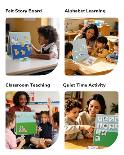 CHEFAN Felt Board for Toddlers, 29.5 x 12.2 Inches Freestanding Foldable Flannel Board, Preschool Learning & Storytelling Toy with Felt Pieces & Storage Bag - size: Felt Board with Pieces