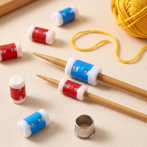 Crochet Stitch Markers, 4pcs Manual Tally Counter, Slide-On Plastic Knitting Row Counter, 2 Sizes Mini Counting Clicker for Hand Weaving Knitting Crochet Projects DIY Crafting Accessories