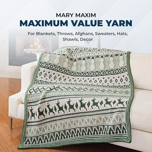 Mary Maxim Maximum Value Acrylic Yarn for Crocheting and Knitting, Soft Worsted Weight Yarn 4, Ideal for Blankets, Sweaters, Hats, and Scarves, 8 oz Skein (474 Yds) (Dark Denim) - color: Dark Denim